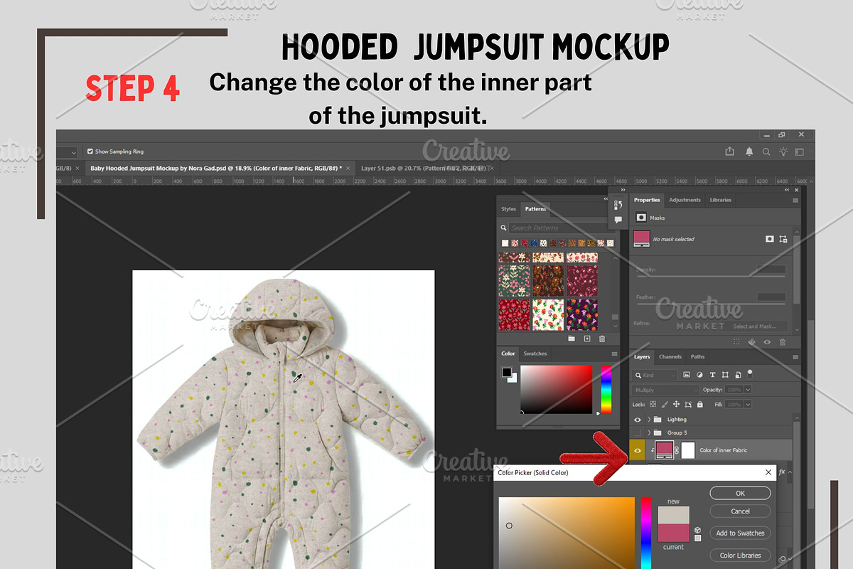 Baby Hooded Jumpsuit Mockup, a Hoody Mockup by Nora Gad (Photo 5 of 19)