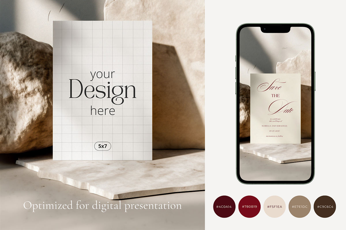 Minimal Stone Invitation Card Mockup, a Product Mockup by Serenefeeling (Photo 5 of 6)