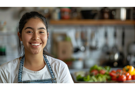 Young Hispanic Woman in Kitchen with, a Food & Drink Photo by Lermont51