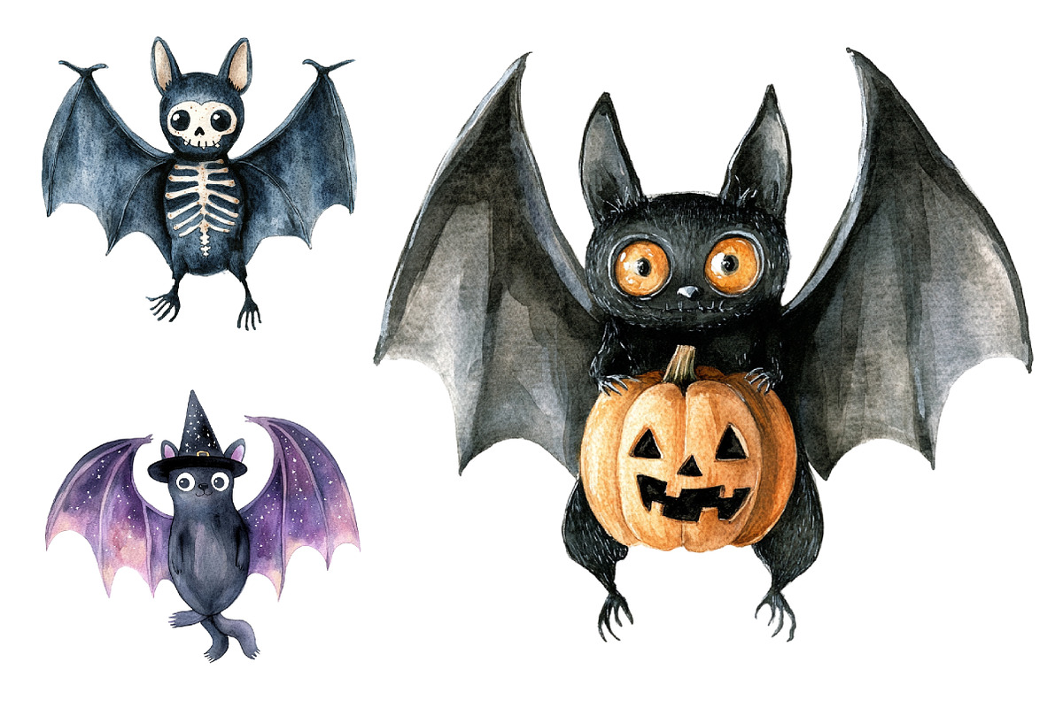 Quirky Halloween Black Bats Clipart, a Seasonal Illustration by CitraGraphics (Photo 6 of 7)