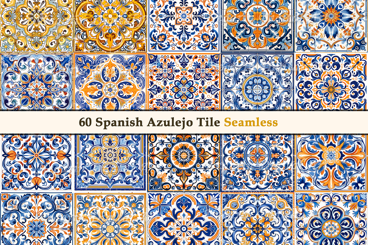 Spanish Azulejo Pattern Tile V2, a Pattern Graphic by Negarin Digital Art (Photo 4 of 8)