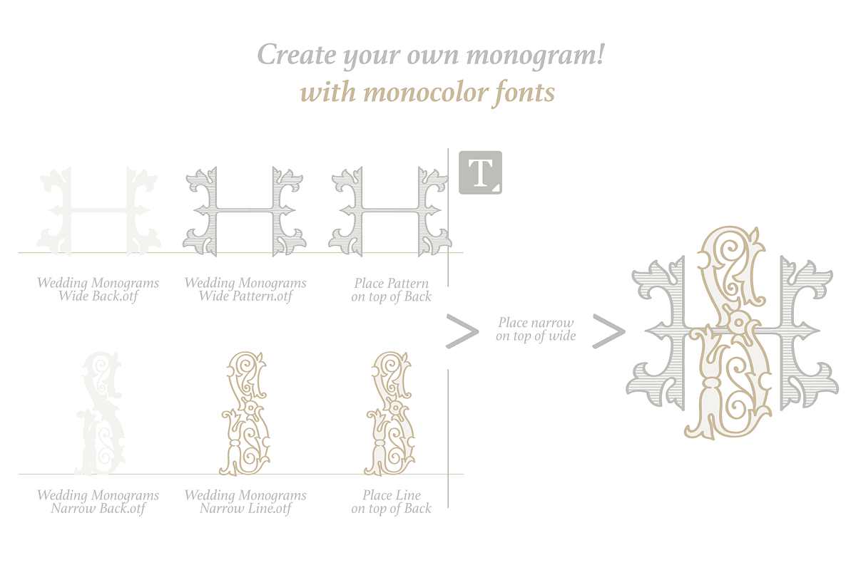 Wedding Monograms fonts set, a Serif Font by kaer_shop (Photo 9 of 10)