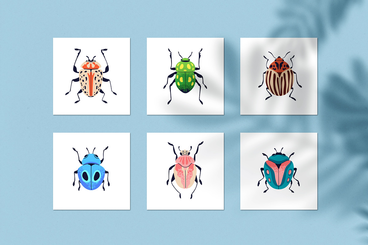 Summer bugs, insects. Beetles set, an Animal Illustration by Good Studio