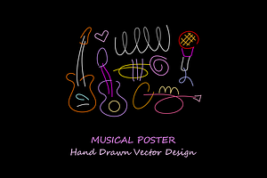 Neon Line Art Musical Poster Design