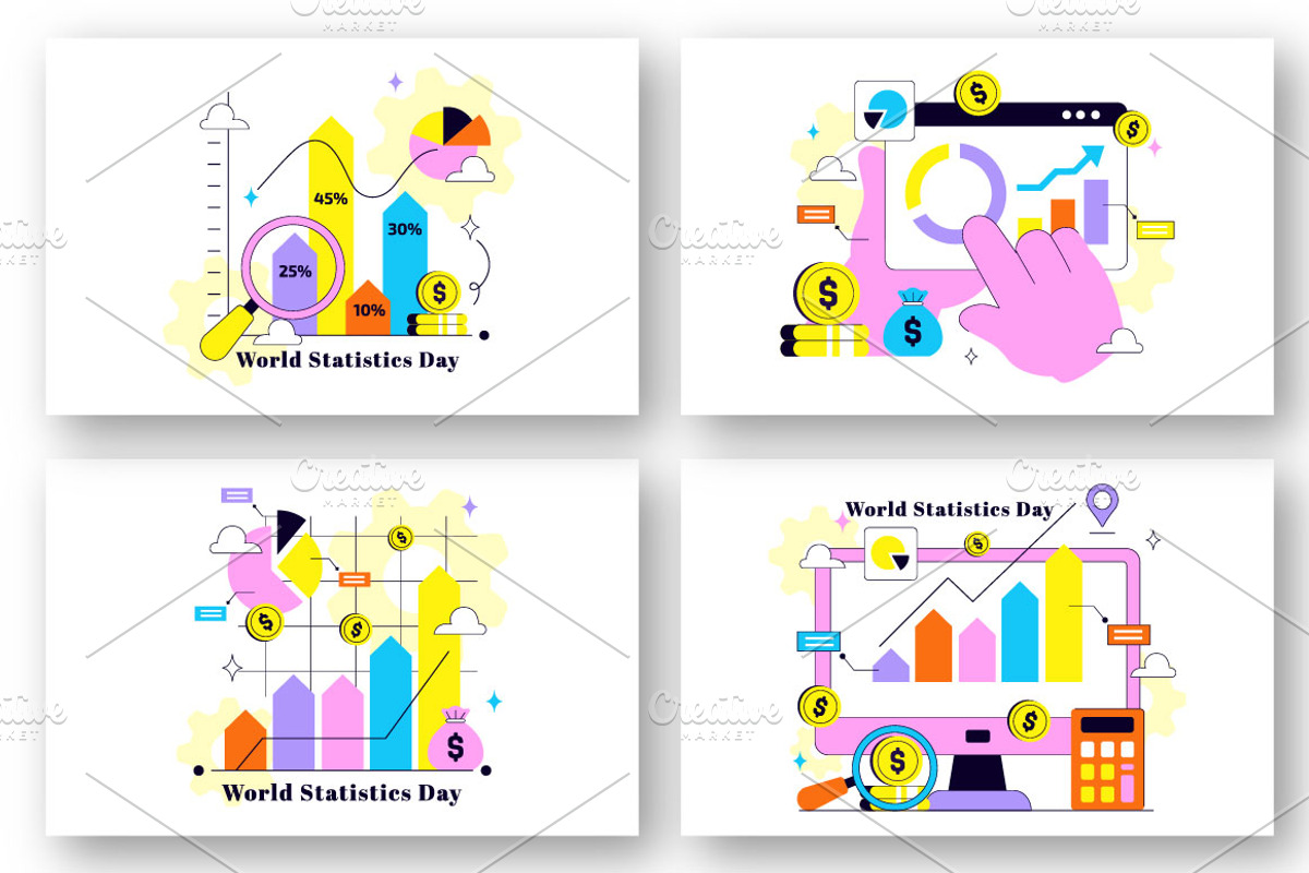 10 World Statistics Day Illustration, a Finance Illustration by denayunebgt (Photo 2 of 4)