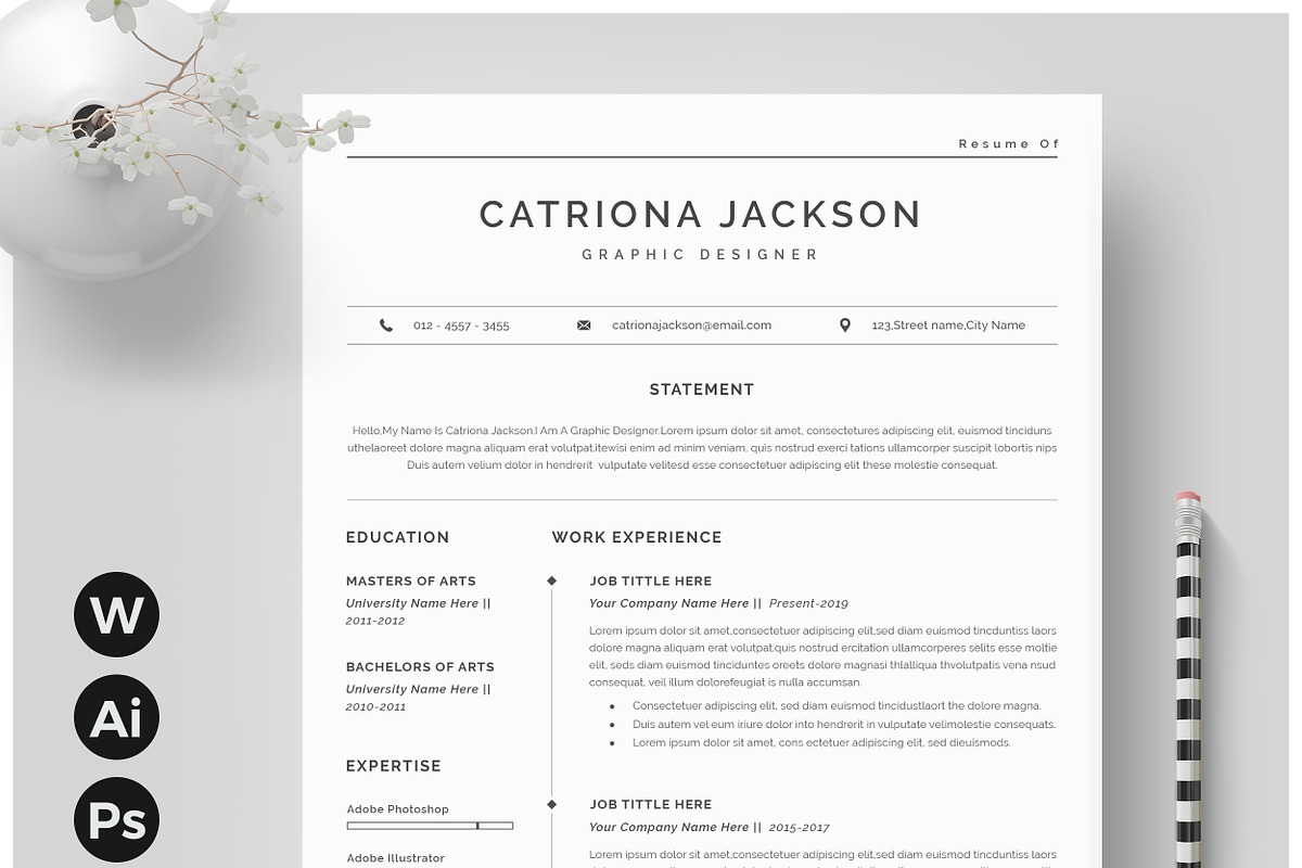 Resume Template / CV, a Resume Template by CreativeZoom (Photo 1 of 4)