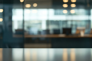 Office interior blurred background with warm lighting and furniture, a Background Photo by AlyaAnd