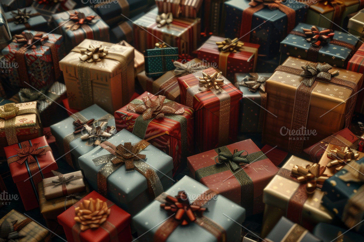 86 Gift boxes with ribbons and bows, a Holiday Photo by Handmadefont (Photo 71 of 90)