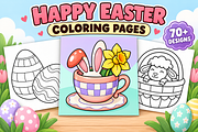 Happy Easter Coloring Pages Vol. 1, a Seasonal Illustration by Inkivelle Studio (Thumbnail 1 of 3)