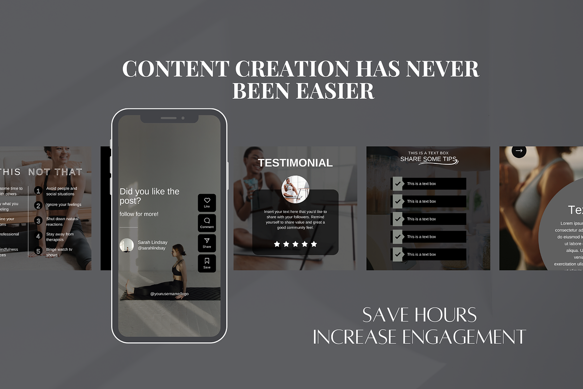 Dark Wellness Instagram Templates, a Social Media Template by SociallyyCreative (Photo 8 of 10)
