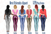 Best Friends Clipart Fashion girls, an Illustration by chilipapers (Thumbnail 1 of 6)