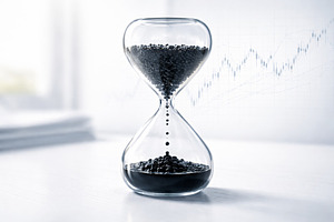 Hourglass with oil as metaphor for f, a Photo by Dvoevnore photos