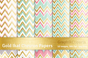 Gold Ikat Chevron Digital Papers, a Texture Graphic by Chus Moreno Studio (Thumbnail 2 of 4)