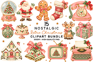 Nostalgic Retro Christmas Clipart