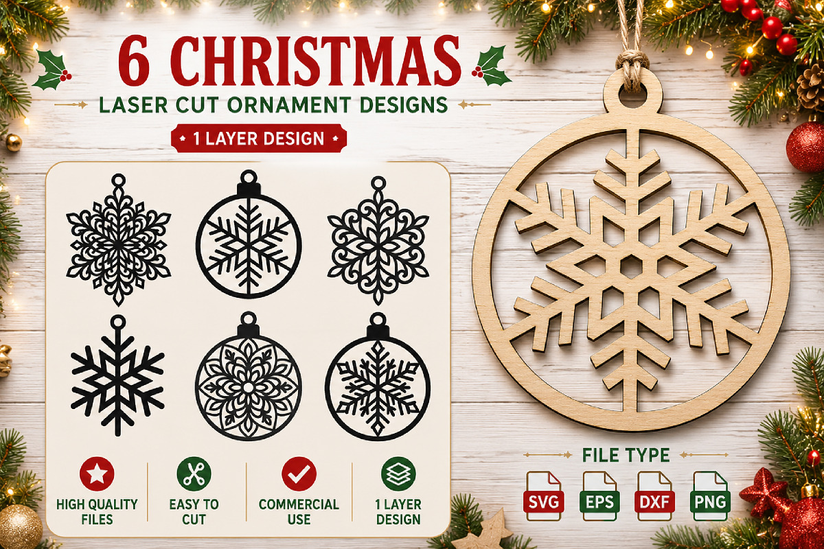 Christmas Snowflake Laser Cut SVG, an Object Graphic by Layerology (Photo 3 of 3)