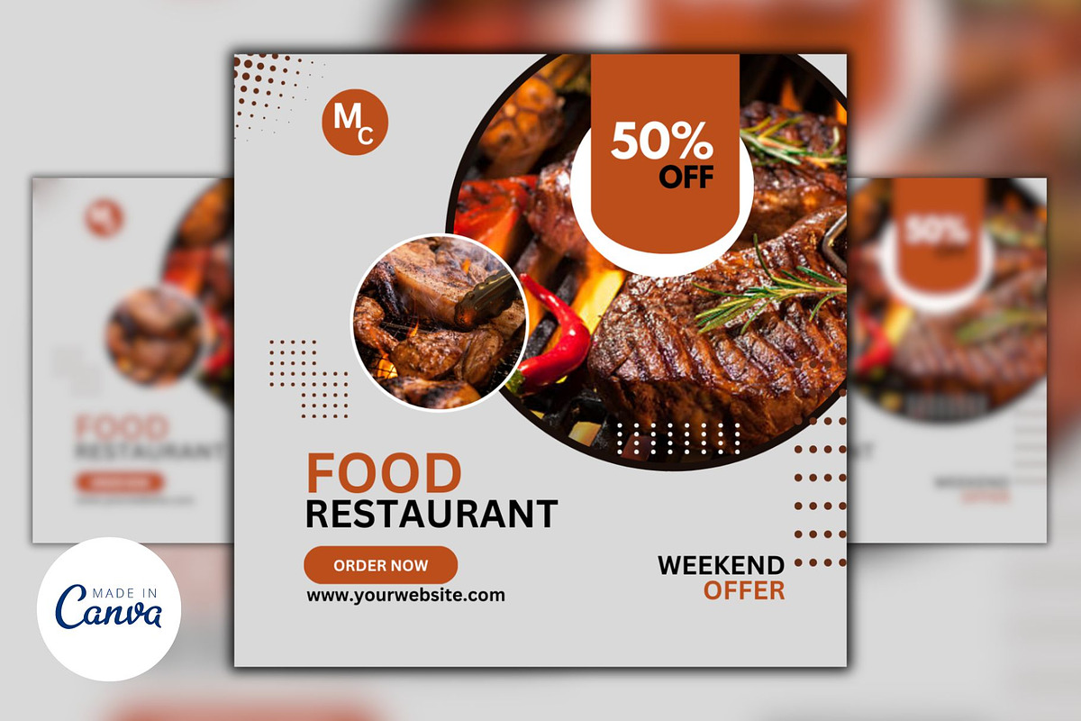 Food Restaurant Canva Template, a Social Media Template by Mishek Munene