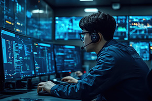 Data analyst works on complex algori, a Photo by Tanuart