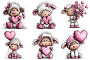 Valentine's Whimsical Lambs Clipart, an Illustration by Dream Creation (Thumbnail 4 of 7)