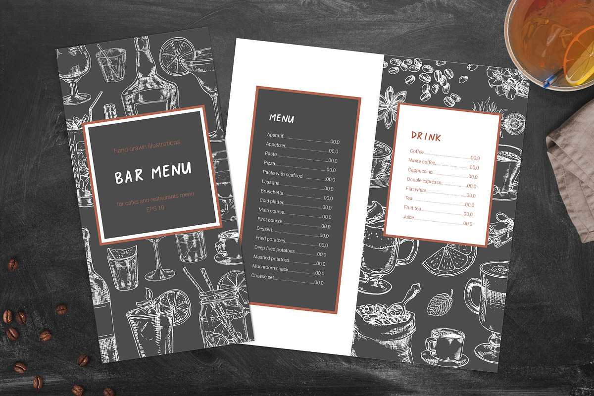 Set of sketches for the bar menu, a Food Illustration by Evgeniia Lanskikh (Photo 5 of 6)