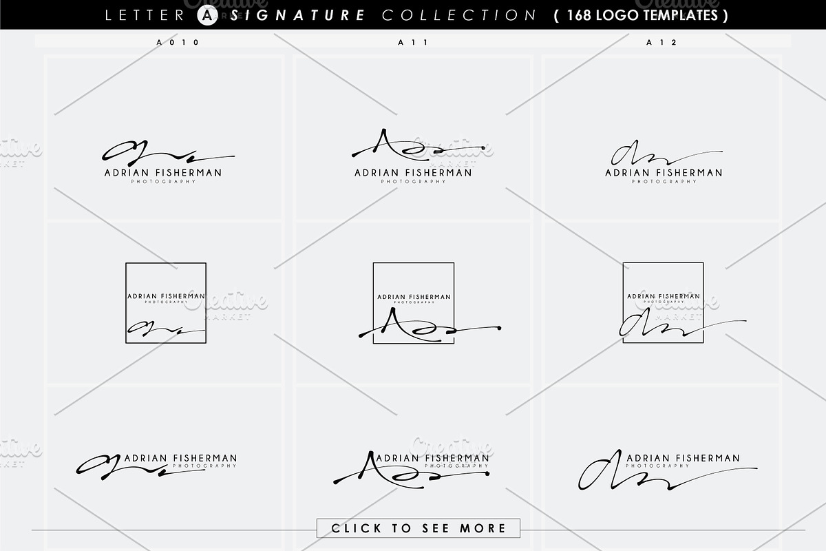 168 LETTER A SIGNATURE monogram logo, a Branding & Logo Template by Whimsical Logoshop (Photo 11 of 16)