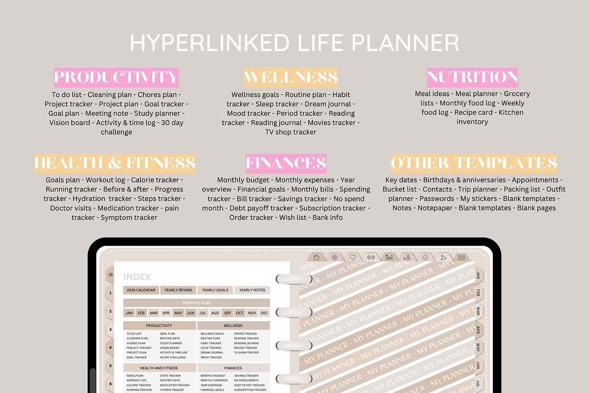 Beige Digital Planner Mega Bundle, a Templates & Theme by SunshineStudioBoutique (Photo 8 of 11)