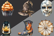 Vintage Halloween Elements Clipart, an Illustration by Black Bird Studio (Thumbnail 3 of 6)