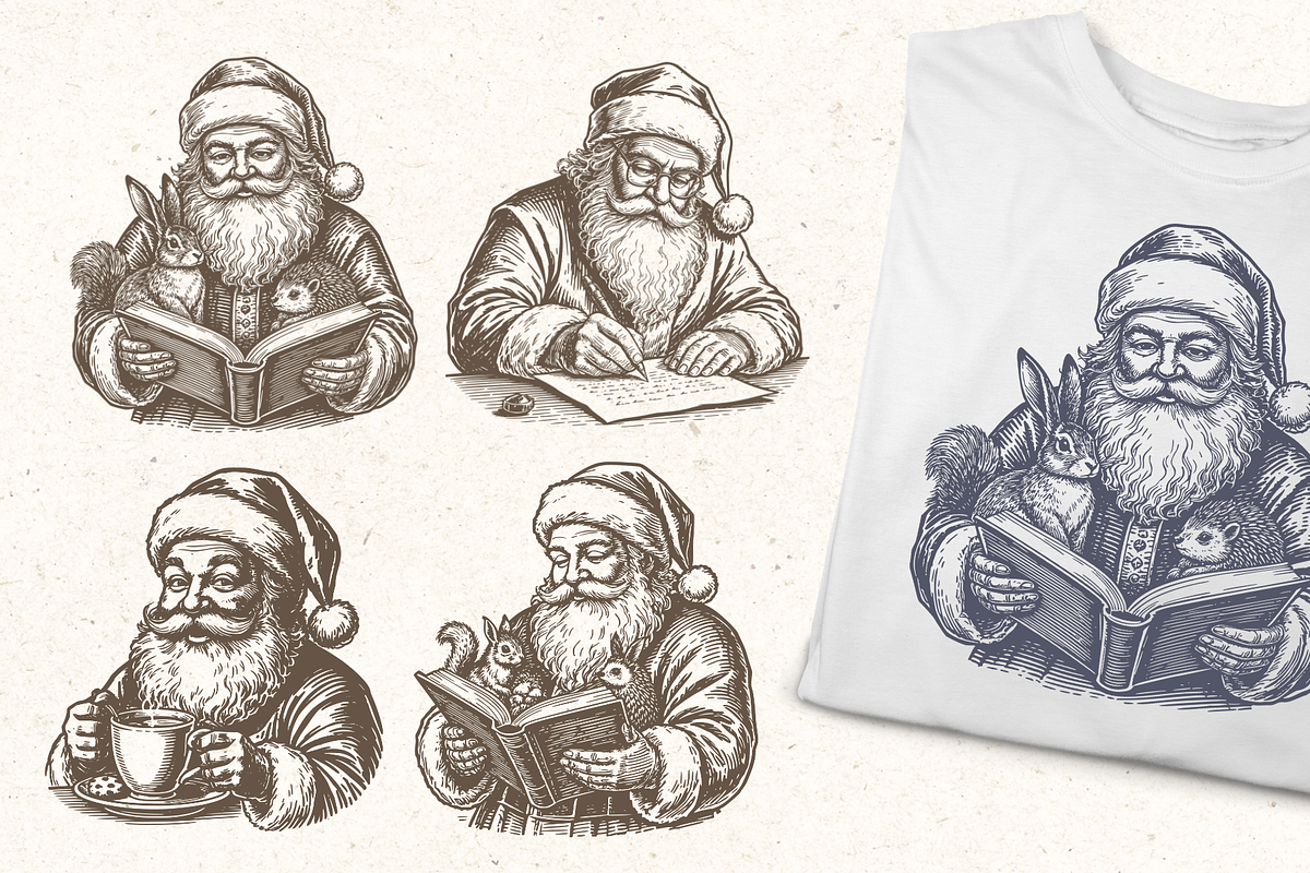 Vintage Christmas Clipart Bundle, a Decorative Illustration by ClipArtRoom (Photo 4 of 8)