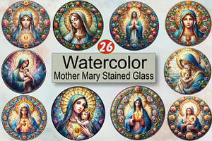 Mother Mary Stained Glass Sublimati, an Illustration by SVGArt