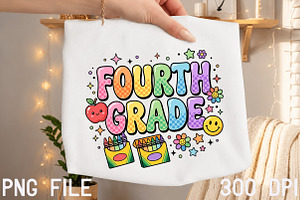 Fourth Grade Striped Back to School, a Transportation Illustration by Digital Artistic99