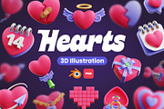 Hearts 3D Icons, an Object 3D Model by Rakata Studio (Thumbnail 1 of 7)