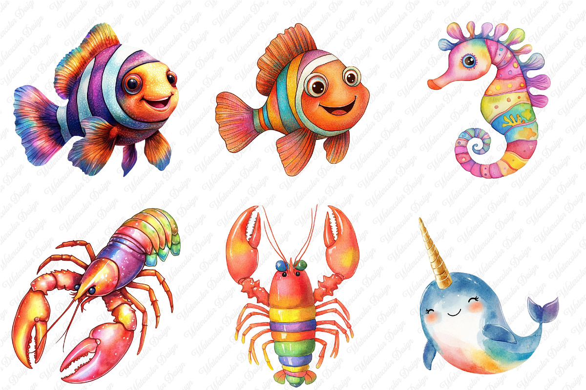 Ocean Clipart Bundle, an Illustration by Watercolor design (Photo 3 of 12)