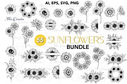 Sunflowers SVG Bundle, a Decorative Illustration by CaraulanStore (Thumbnail 1 of 6)