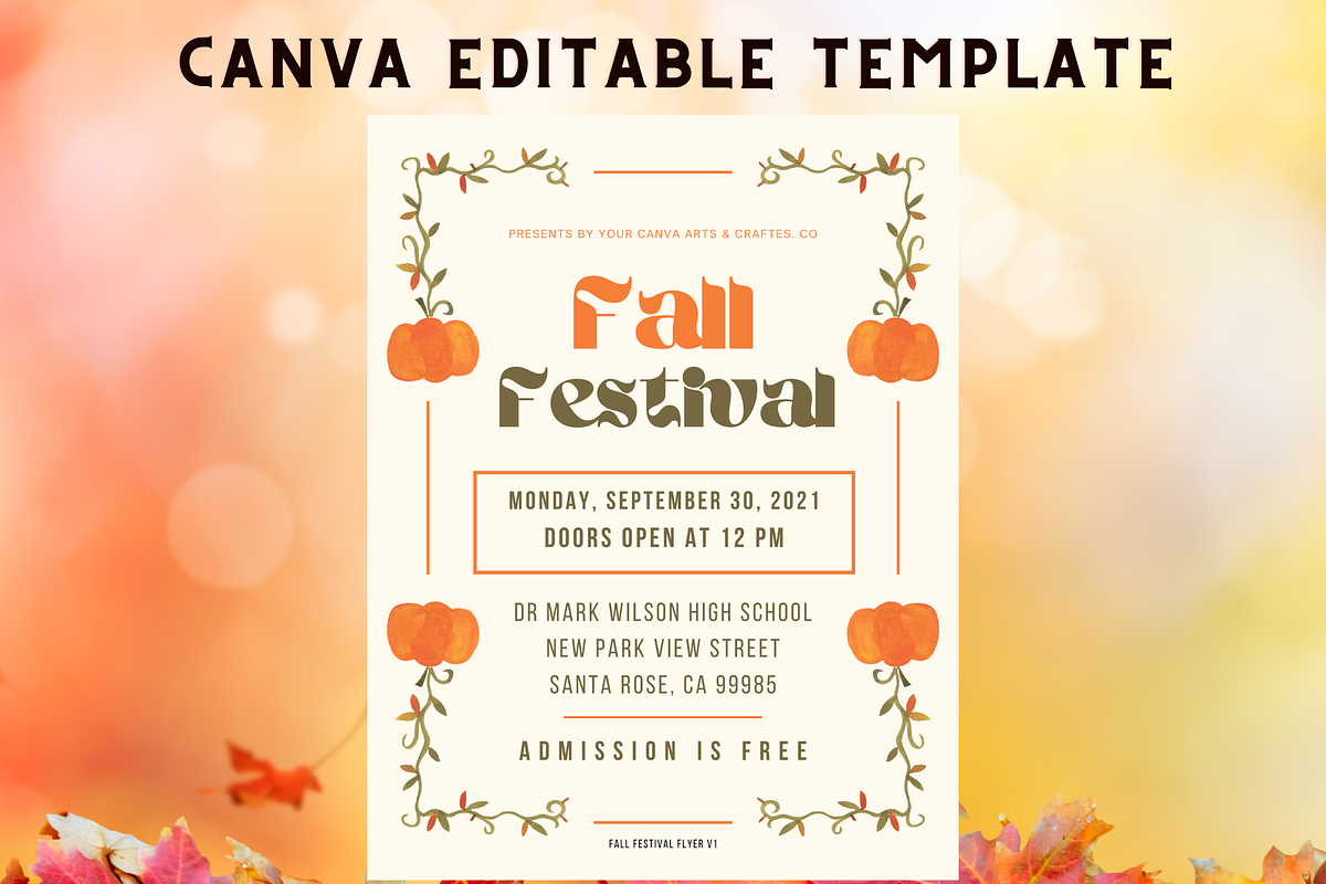Editable Fall Festival Flyer CANVA, a Flyer Template by Madhabi Studio (Photo 2 of 2)