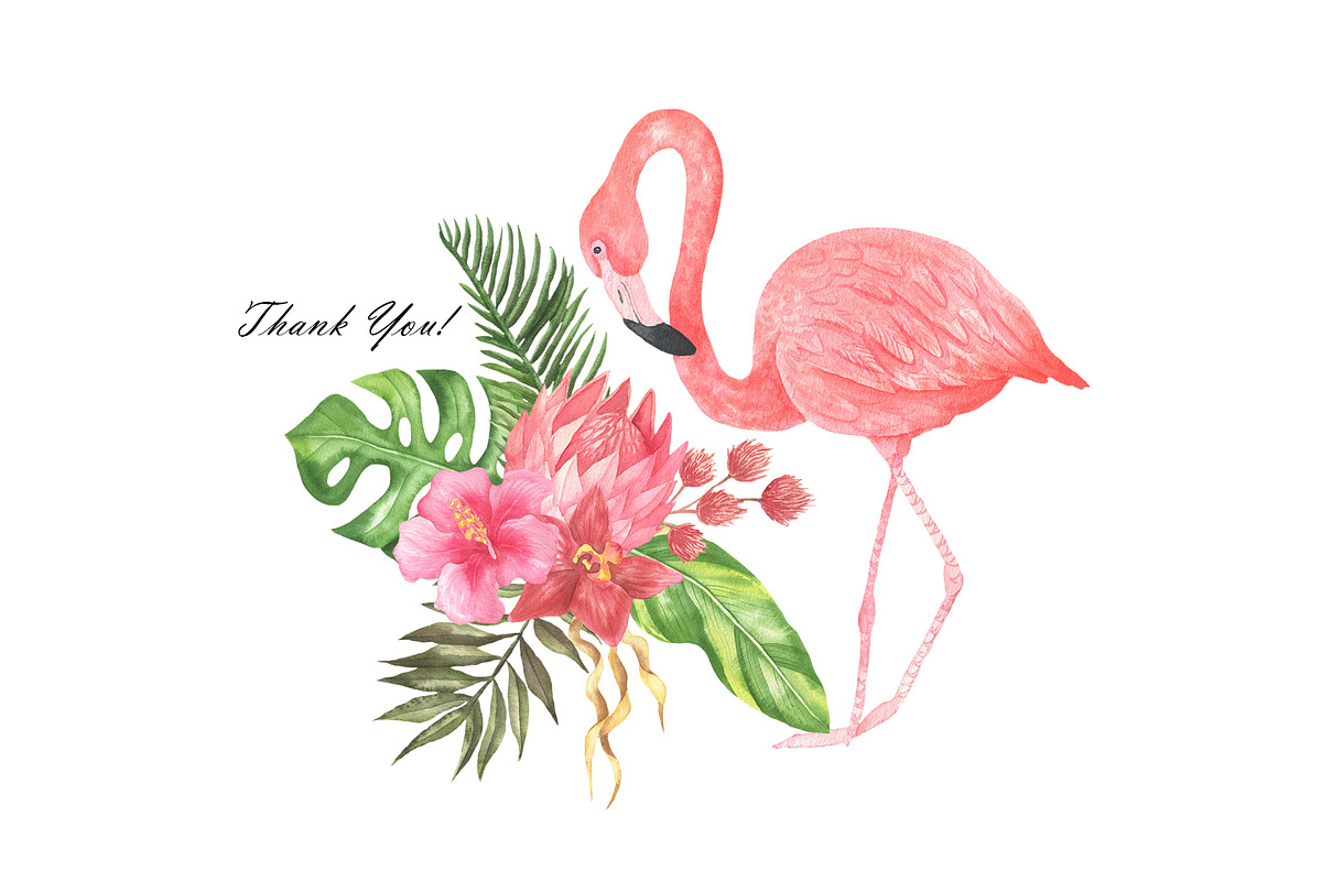 Watercolor Pink Flamingo, an Illustration by OlDm_Shop (Photo 6 of 6)