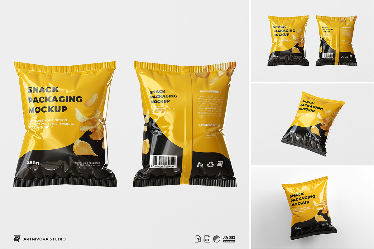 Snack Packaging Mockup Sets, a Packaging Mockup by Artnivora.Std (Photo 2 of 4)