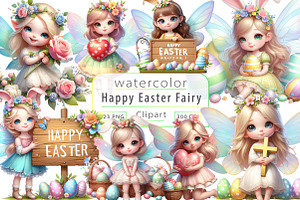 Cute Happy Easter Fairy Clipart