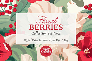 Floral Berries Digital Paper Pack