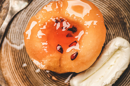Turkish dessert boiled quince with stock photo containing turkish and food, a Food & Drink Photo by Foxys