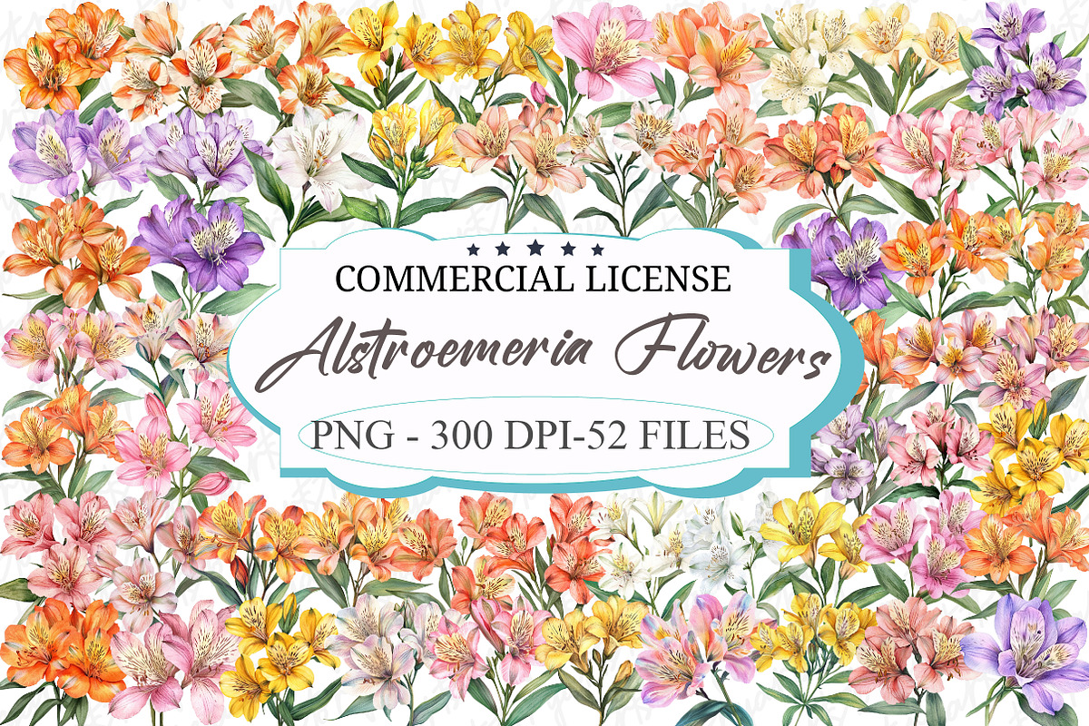 Retro Vintage Alstroemeria Flowers, an Illustration by designcity5 (Photo 1 of 5)