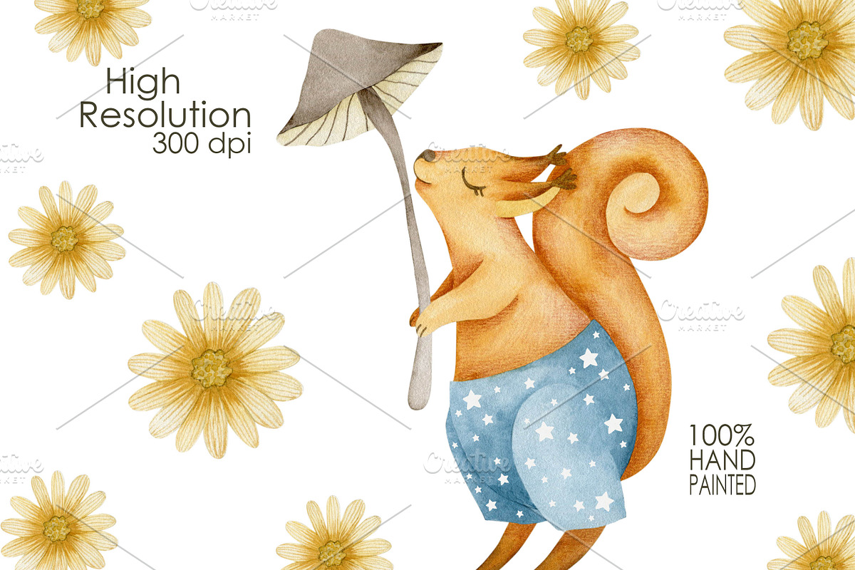 Watercolor squirrels collection., an Animal Illustration by Kira Konoshenko (Photo 11 of 12)