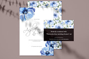 Watercolor blue flowers pattern set, a Pattern Graphic by Art and Funny (Thumbnail 9 of 11)