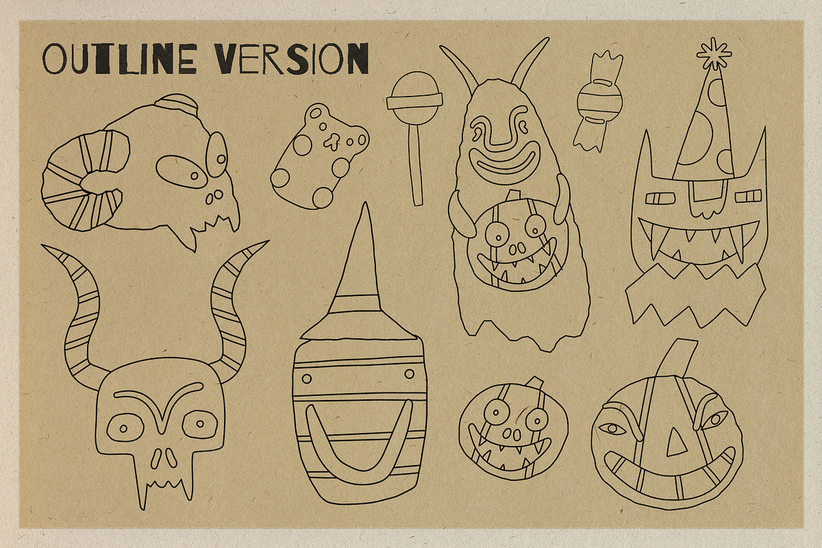 Retro Halloween clipart set, a Seasonal Illustration by Paper Cherry (Photo 9 of 27)
