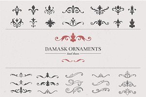 30 Hand Drawn Damask Elements