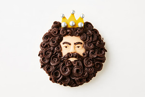 Three Wise Men king cookie with golden crown on white background, a Food & Drink Photo by José Manuel Gelpi