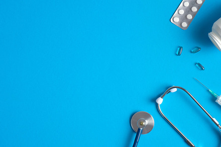 Medical tools and supplies on blue b, a Health & Medical Photo by photoguns