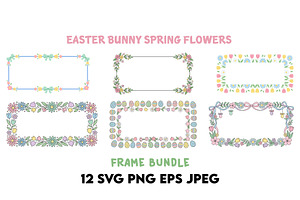 Easter Bunny Spring Flowers Frame