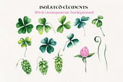 Watercolor clover clipart. Shamrock., a Graphic by NinaBrai (Thumbnail 2 of 5)