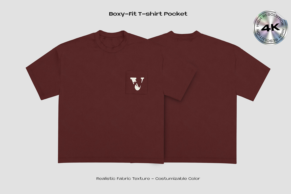BOXY FIT T-SHIRT POCKET MOCKUP, an Apparel Mockup by Voyage Studio (Photo 3 of 4)