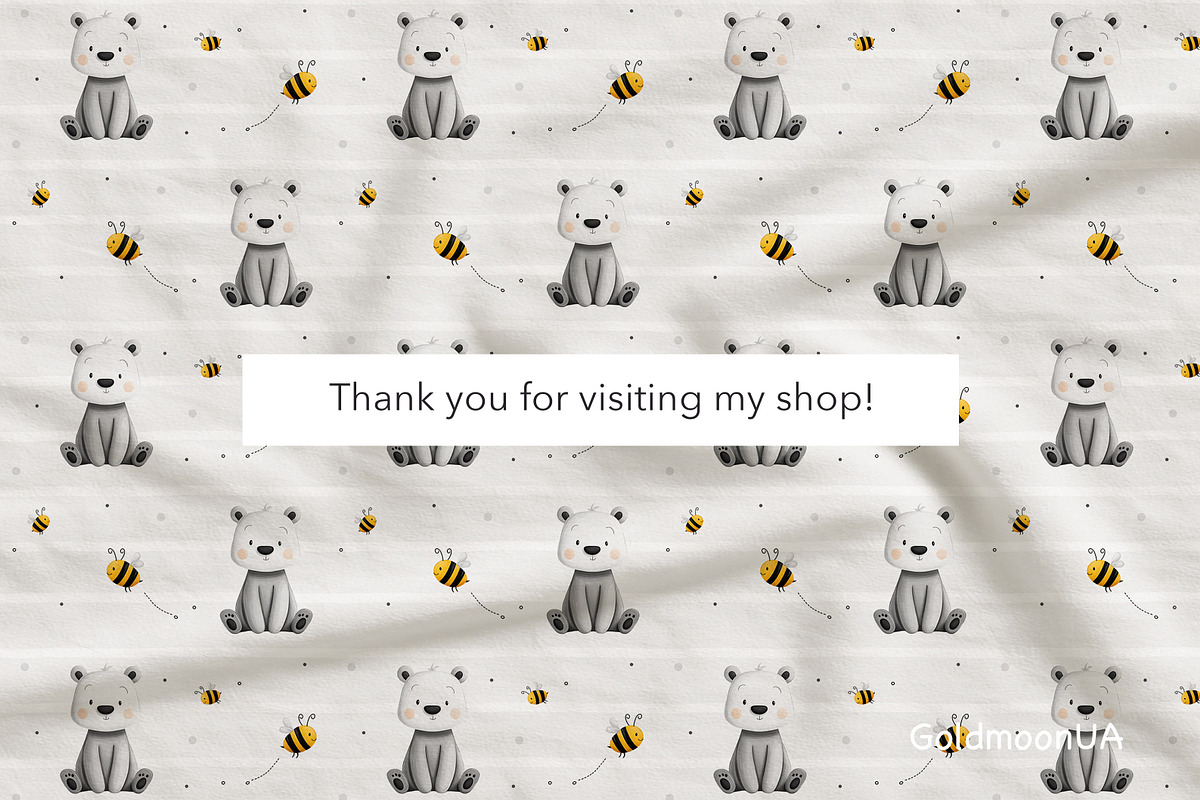 Honey Bears Patterns & Clipart, an Animal Illustration by GoldmoonUA (Photo 5 of 5)
