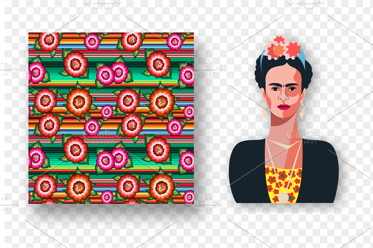 Mexican Pattern & Frida art design, an Illustration by GraphicRedStudio (Photo 4 of 4)